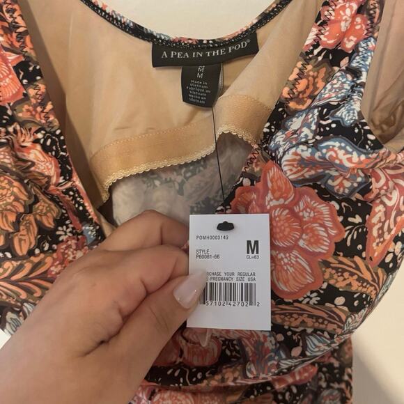 NWT A Pea In The Pod Square-Neck Maternity One Piece Swimsuit Floral Size M - Picture 3 of 7